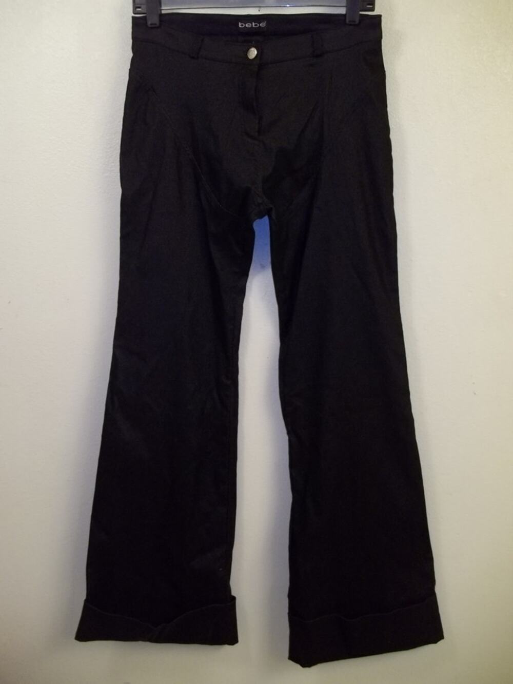 bebe Black Stretch Denim Cuffed Flare Leg FIESTA Jeans 3